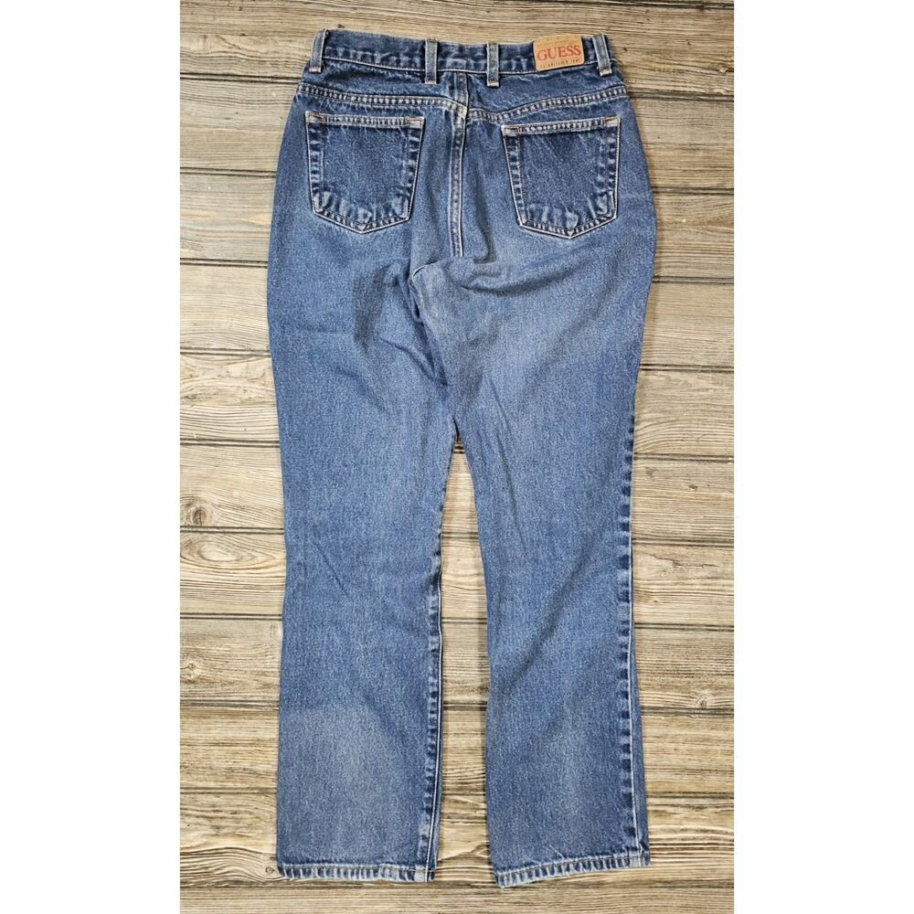 Vintage GUESS Jeans Bootleg Denim Womens Sz 28 Blue Fade 90s Y2K Retro - Picture 10 of 11